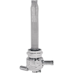 PartzBiz HD TR498640 - Pingel 6311-CF Power Flo Flamed Round Chrome 180 Deg ด้านใน 22mm Petcock Harley | 6311-ซีเอฟ