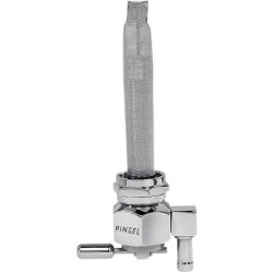 PartzBiz HD TR497072 - Pingel 6391-CH Power Flo Smooth Chrome HEX 180 องศาลง 22mm Petcock Harley | 6391-ช