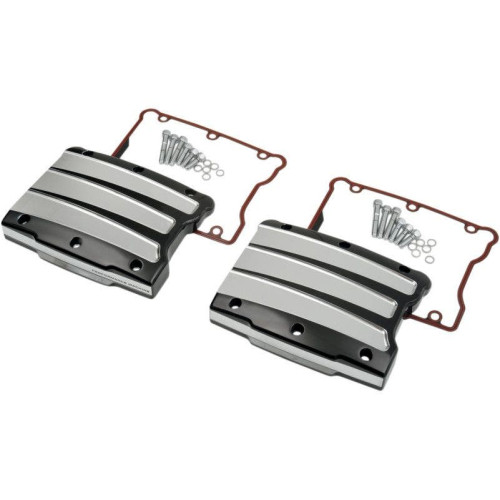 PartzBiz HD: 4407042-Performance Machine Black Platinum Cut Scallop Rocker Box Covers Harley Twin 99- | 0177-2021-BMP