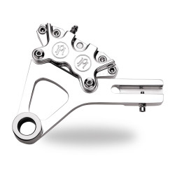 PartzBiz HD PM1295-0052-CH - PM Chrome 4 Piston Rear Brake Caliper for Harley Dyna 06-07 Models - 1295-0052-CH