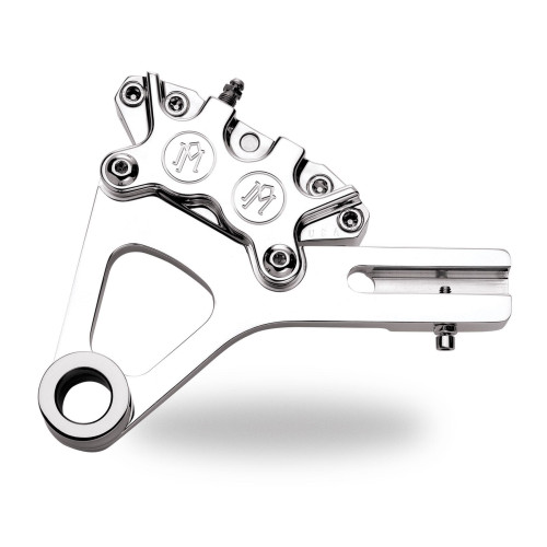 PartzBiz HD: 4407018-PM Chrome 4 Piston Rear Brake Caliper for Harley Dyna 06-07 Models - 1295-0052-CH