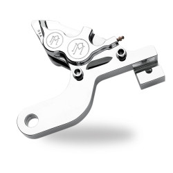 PartzBiz HD PM1257-0081-A-CH - PM Chrome 4 Piston Rear Brake Caliper for Harley Touring FLH/T 08-14 W/ PM Disc - 1257-0081-A-CH