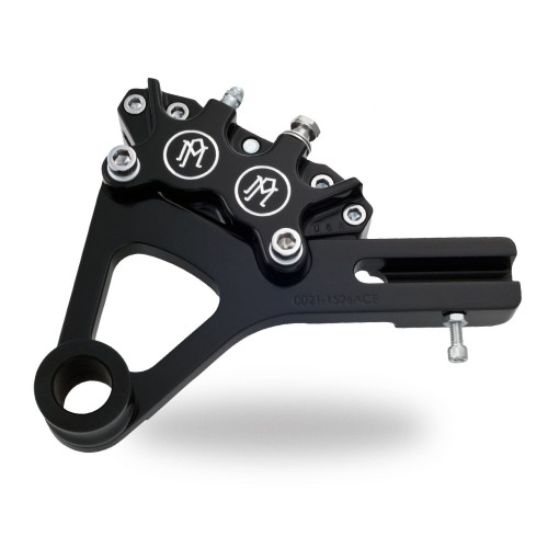 PartzBiz HD: 4406999-PM Contrast Cut 4 Piston Rear Brake Caliper for Harley Dyna 08-14 Models - 1259-0052-BM
