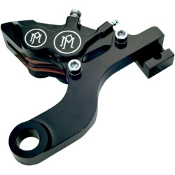 PartzBiz HD PM1257-0080-BM - PM Contrast Cut 4 Piston Rear Brake Caliper for Harley Touring 08-14 W OEM Disc - 1257-0080-BM