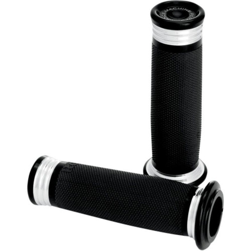 PartzBiz HD: 4406991-Performance Machine PM Black Contrast Merc Hand Grips Harley Cable Throttle | 0063-2056-BM
