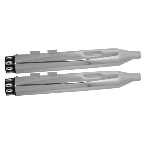PartzBiz HD: 4406891-Power House Chrome 4" Slip-On Mufflers Black Step Down Tip Harley Dresser 85-16