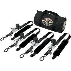 PartzBiz HD DS39200137 - PowerTye สายรัดไขมันสีดำรถจักรยานยนต์ ATV Tie Downs 4 1.5” 1000 Lb สายรัดรถพ่วง TRAILERKIT-82