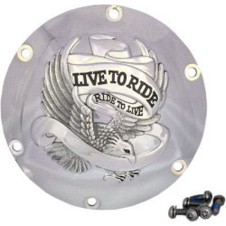 PartzBiz HD DS11070629 - Drag Specialties Chrome Live To Ride Derby Cover 6-Hole Harley Sportster 04-Up XL Sporty ที่ดีที่สุดสำหรับ 883 1200 1107-0629 11070629