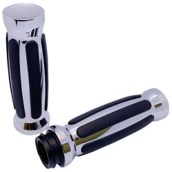 PartzBiz HD DS06302631 - Pro-One 490001 Chrome Custom Straight Rubber Grips TBW Harley Big Twin 08-20 PartzBiz HD DS06302631 - Pro-One 490001 Chrome Custom Straight Rubber Grips TBW Harley Big Twin 08-20