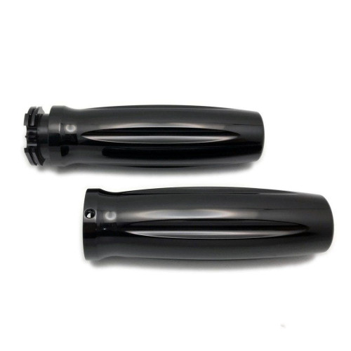 PartzBiz HD: 4406759-Pro-One 501310B Black Billet Aluminum Contour Grips Pair 1" Handlebar Harley