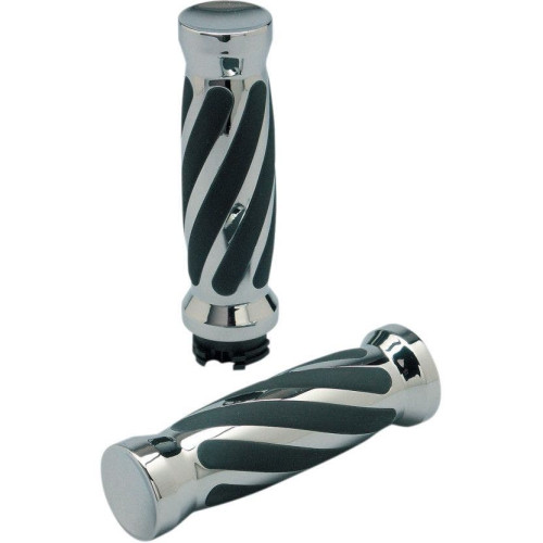 PartzBiz HD: 4406726-Pro-One Chrome w/ Twisted Rubber Hand Grips for Harley Cable Throttle 84-17 | 490010 PartzBiz HD: 4406726-Pro-One Chrome w/ Twisted Rubber Hand Grips for Harley Cable Throttle 84-17 | 490010