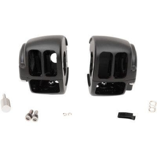 PartzBiz HD: 4406336-Drag Black 1 1/4" Handlebar Control Radio Switch Housing Kit Harley FLHR 96-07 0616-0357 06160357 dyna glide wide electra road street king sportster sporty mechanical hydraulic disc single dual Harley Davidson Softail Fat Boy Slim FLSS FLSTFBS Custom