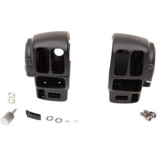 PartzBiz HD: 4406338-Drag Black 1 1/4" Handlebar Control Radio Switch Housing Kit Harley FLH/T 96-07 0616-0359 06160359 dyna glide wide electra road street king sportster sporty mechanical hydraulic disc single dual Harley Davidson Softail Fat Boy Slim FLSS FLSTFBS Custo