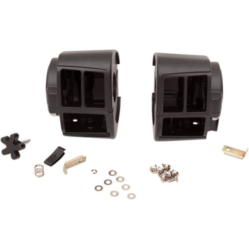 PartzBiz HD: 4406339-Drag Black 1 1/4" Handlebar Control Switch Housing Kit Harley Big Twin 82-95 0616-0353 06160353 dyna glide wide electra road street king sportster sporty mechanical hydraulic disc single dual Harley Davidson Softail Fat Boy Slim FLSS FLSTFBS Custom C