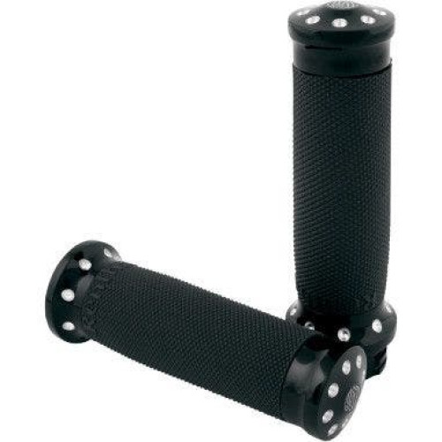 PartzBiz HD: 4404876-Roland Sands Design RSD Black Contrast Tracker Billet Hand Grips Harley TBW | 0063-2022-BM