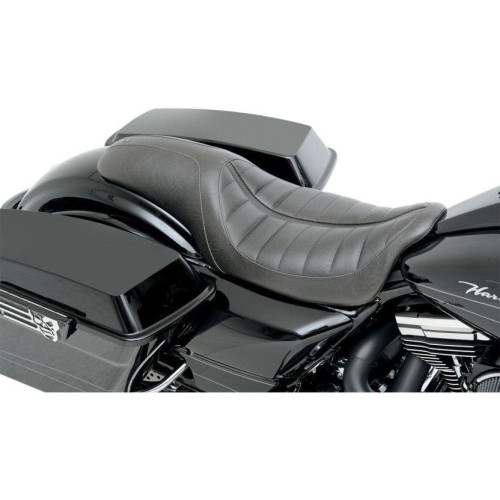 PartzBiz HD: 4404890-Roland Sands by Mustang Black Raised Enzo Touring 2-Up Seat for Harley FLH 08-17 | 76904