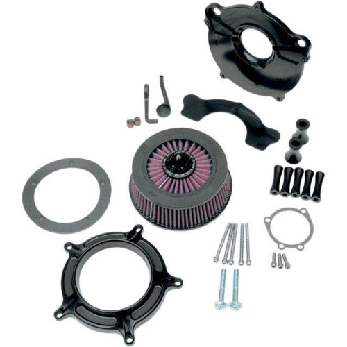 PartzBiz HD: 4404785-Roland Sands RSD Black Turbine Stage1 Air Cleaner Harley 99-17 Cable Big Twin | 0206-2037-B