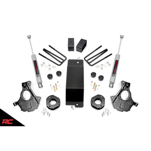 PartzBiz HD: 4404681-Rough Country 12130 3.5" Lifted Knuckle 2014-2018 Chevy Silverado Sierra 1500 4wd 4x4 GMC Best New Suspension System Shocks Blocks Axles Spacers N3 Upgrade High Country LTZ Z71 