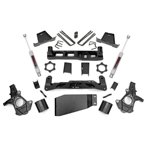PartzBiz HD: 4404648-Rough Country 23630 6" Suspension Lift Kit N3 Shocks 07-13 Chevy Silverado GMC Sierra 1500 4WD best new upgrade replacement shocks crossmember knuckles blocks