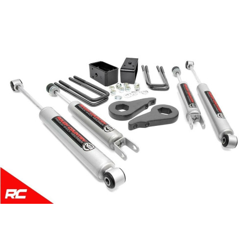 PartzBiz HD: 4404658-Rough Country 28330  2.5" Leveling Kit 1999-2006 Silverado Sierra w/ N3 Shocks GMC Chevy Truck Lift Suspension Shocks Torsion Keys Leaf Spring Blocks U bolts Upgrade Best New Front Rear Suspension