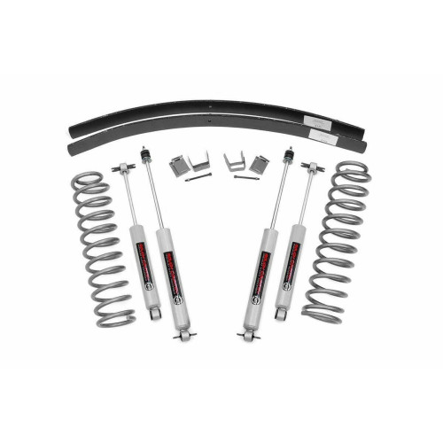 PartzBiz HD: 4404598-Rough Country 670N2 3" Lift Kit for 1984-2001 Jeep Cherokee XJ N3 Shocks Add A Leaf Lifted Best New Suspension Upgrade Springs Offroad \