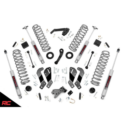 PartzBiz HD: 4404564-Rough Country 69430 3.5" Lift Kit 2007-2018 Jeep Wrangler JK 4DR Suspension Lift Best New Suspension Lift Kit Upgrade Offroad Custom Unlimited Sport Rubicon Moab Sahara 2 4 Door 4x4 4wd 2wd Front Axle