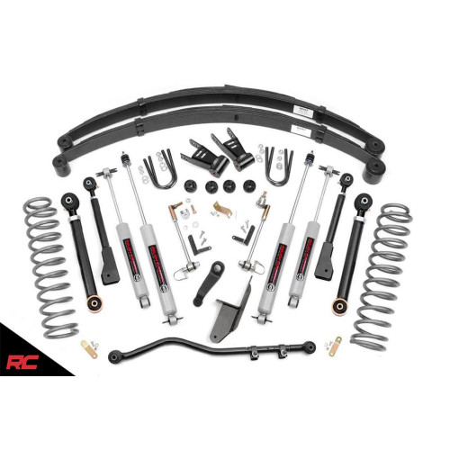 PartzBiz HD: 4404566-Rough Country 69620  6.5" Lift Kit w/ N3 Shocks for 1984-2001 Jeep Cherokee XJ 4WD Sport Overland Limited Laredo Suspension Upgrade Replacement Best New Springs Coils Control Arms.