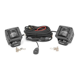 PartzBiz HD RT-70907 - Rough Country 70907 Square 2.0" SAE LED Fog Light Cube Pair w/ Wiring & Brackets Jeep wrangler cj yj tj jk jl gladiator jt grand cherokee xj zj wj wk wk2 offroad toyota tacoma bright white bar pods w/ wiring aux beam PartzBiz HD RT-70907 - Rough Country 70907 Square 2.0" SAE LED Fog Light Cube Pair w/ Wiring & Brackets Jeep wrangler cj yj tj jk jl gladiator jt grand cherokee xj zj wj wk wk2 offroad toyota tacoma bright white bar pods w/ wiring aux beam