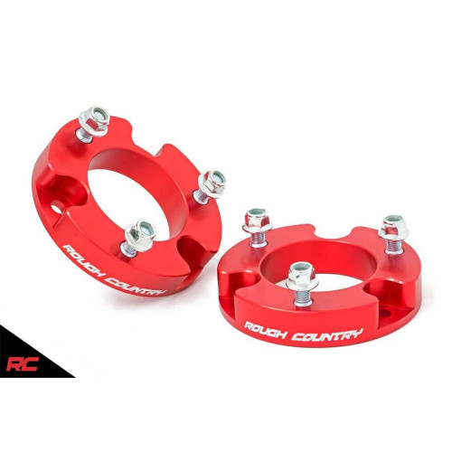 PartzBiz HD: 4404578-Rough Country 744RED 2" Leveling Kit 2005-2019 Toyota Tacoma Suspension Kit Red best new upgrade Front coil spring spacer lift kit 2wd 4wd 4x4 offroad