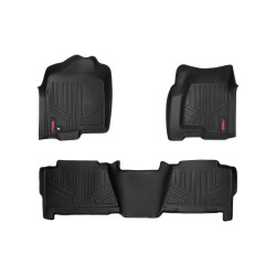 PartzBiz HD RT-M-29913 - หยาบประเทศ M-29913 ทุกสภาพอากาศชุดแผ่นพื้น 1999-2006 Silverado Sierra 1500 2WD 4WD GMC Chevy รถบรรทุกอัพเกรดที่ดีที่สุดใหม่ด้านหน้าด้านหลัง OEM พรมโคลนหิมะสิ่งสกปรกทรายป้องกัน