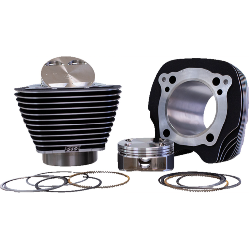 PartzBiz HD: 4404330-S&S 136" Big Bore Kit Wrinkle Black W/ Highlighted Fins 4 Harley 17-23 M8 | 910-0848