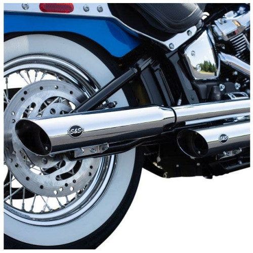 PartzBiz HD: 4404144-S&S Cycle Chrome Slash Cut 50 State Slip-On Mufflers Harley Softail M8 2018