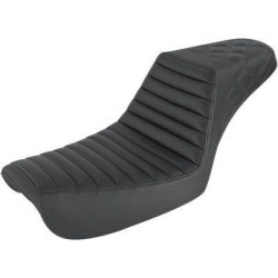PartzBiz HD DS08030656 - Saddlemen Black Step Up 2-Up Seat Tuck n Roll & Lattice Stitch Harley Dyna 04-05 0803-0656 08030656 804-04-176 FXD GLIDE SUPER WIDE NARROW DISC