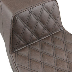 PartzBiz HD DS08011097 - Saddlemen Brown Front Lattice Stitch LS Diamond Step Up Seat Harley FLH 97-07 | 897-06-172BR