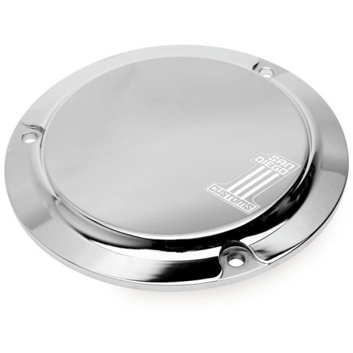 PartzBiz HD: 4403530-San Diego Customs P-DC004CHR Chrome Logo Derby Cover 99-17 Harley Twin Cam