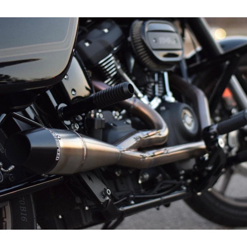 PartzBiz HD: 4403498-Sawicki 2 into 1 Brushed Shorty Length Exhaust Black Tip Harley M8 Softail 18-Up PartzBiz HD: 4403498-Sawicki 2 into 1 Brushed Shorty Length Exhaust Black Tip Harley M8 Softail 18-Up
