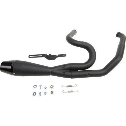 PartzBiz HD: 4403505-Sawicki 2 into 1 Black Shorty Cannon Pipe Black Tip Exhaust Harley Touring 17-Up