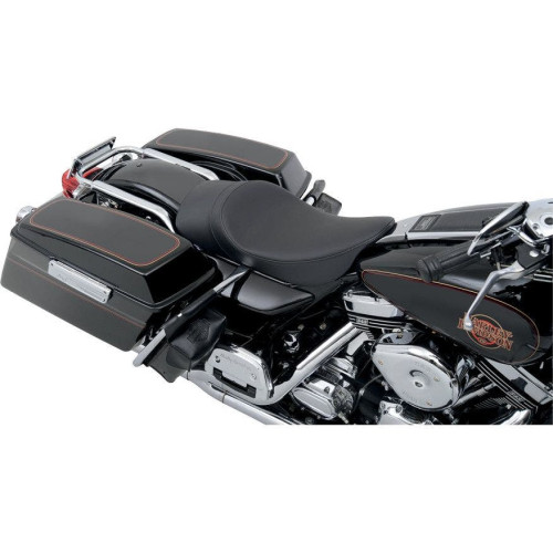 PartzBiz HD: 4403455-Drag Low Profile Smooth Black 2" Forward Position Reach Solo Seat Harley 97-07 | Drag Specialties