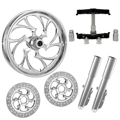 PartzBiz HD: 4403420-Shifter Chrome 23" Wheel Tire Dual Rotors w/ Raked Triple Trees Lowers & Sliders | SHIFTER-DUAL-CHR-KIT-PCKG