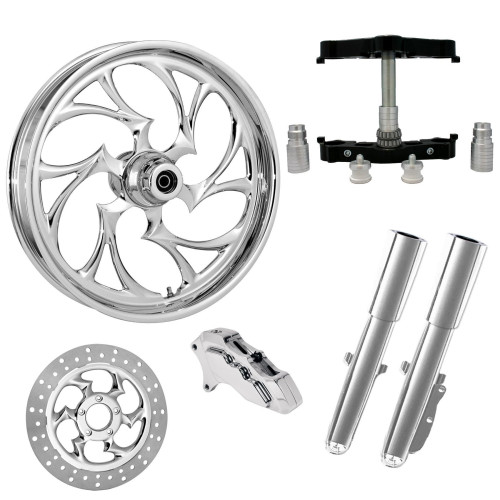 PartzBiz HD: 4403421-Shifter Chrome 23" Wheel Tire Single Side w/ Raked Triple Trees Lowers & Sliders | SHIFTER-SNGL-CHR-KIT-23PCKG