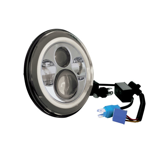PartzBiz HD: 4403181-Silver 7" LED Daymaker Style Headlight w Halo 11003 94-17 Harley Touring Softail PartzBiz HD: 4403181-Silver 7" LED Daymaker Style Headlight w Halo 11003 94-17 Harley Touring Softail