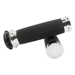 PartzBiz HD DS06303083 - Slyfox Custom Contour Chrome Grips 4 Harley 99-17 Throttle By Wire | CC-85-CH-ฟ็อกซ์