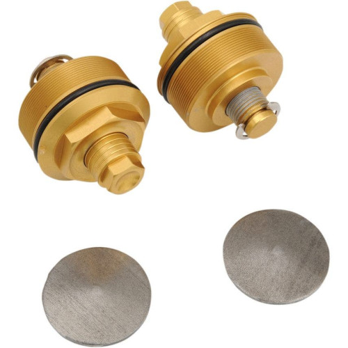 PartzBiz HD: 4403052-Speed Merchant SM Gold Preload Adjuster 49mm Fork Caps Harley FXD FXDWG & V-Rod | SM49A-3