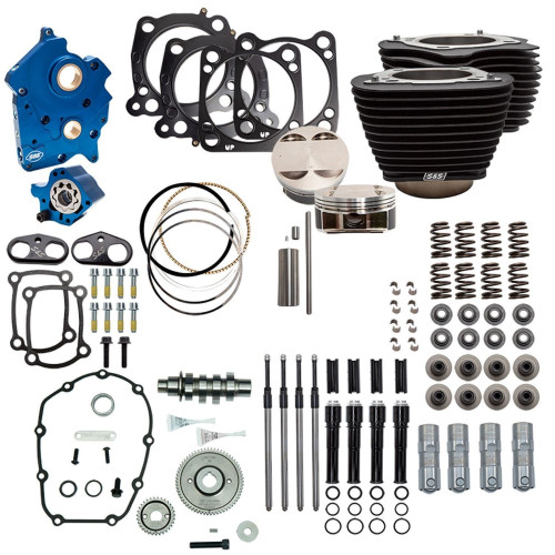 PartzBiz HD: 4403022-S&S 124" Bolt On All Black Big Bore Kit Gear 550 Cam Black Pushrod Oil Cool | 310-1059 PartzBiz HD: 4403022-S&S 124" Bolt On All Black Big Bore Kit Gear 550 Cam Black Pushrod Oil Cool | 310-1059
