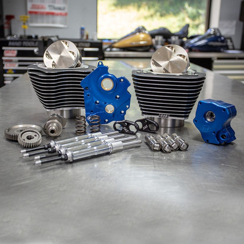 PartzBiz HD: 4403026-S&S 124" Bolt On Big Bore Kit Highlighted Gear 550 Cam Chrome Pushrod Oil Cool | 310-1053 PartzBiz HD: 4403026-S&S 124" Bolt On Big Bore Kit Highlighted Gear 550 Cam Chrome Pushrod Oil Cool | 310-1053