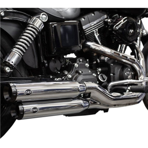 PartzBiz HD: 4402950-S&S Cycle 550-0723 Chrome w/Blk Tips Grand National Slip Ons Mufflers FXDF FXDWG | 550-0723