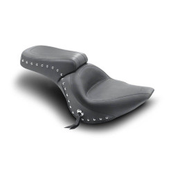 PartzBiz HD MD76401 - Mustang Chrome Studded Standard Style 2-up Seat Harley Softail FXST FLSTF 06-17 | 76401