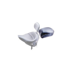 PartzBiz HD MD79114 - Mustang Seat Wide Chrome Studded Rear Seat Only for Harley 89-99 FLSTS | 79114