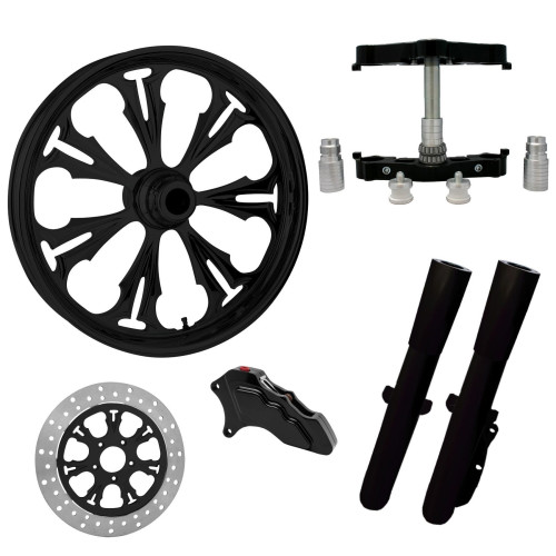 PartzBiz HD: 4402703-Summit Black 23" Wheel Tire Single Side w/ Raked Triple Trees Lowers & Sliders | SUMMIT-SNGL-BLK-KIT-23PCKG