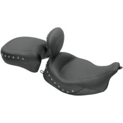 PartzBiz HD MD79447 - เบาะนั่งเดี่ยวแบบหมุด Super Chrome พร้อมพนักพิงคนขับแบบถอดได้สำหรับ Harley Touring 08-13 | 79447